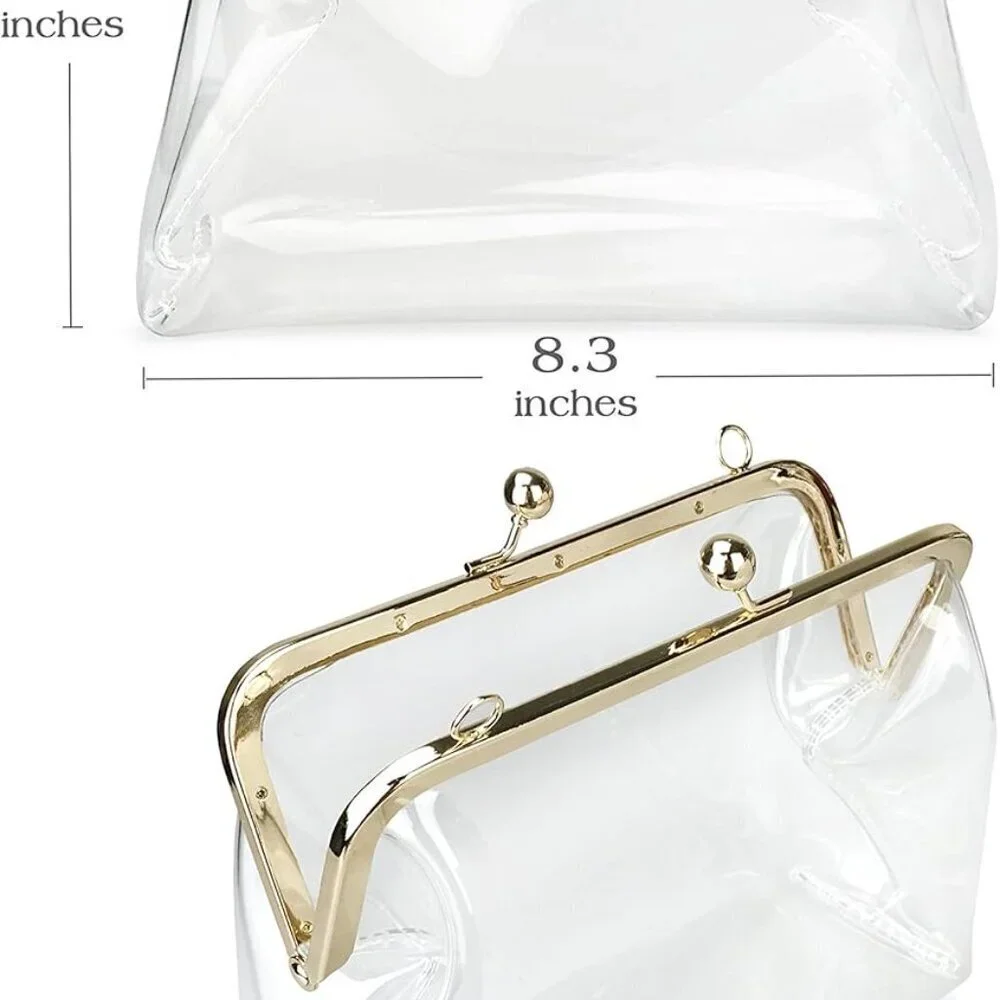 Clear PVC Clutch Bag Womens Crossbody Stadium Approved Chain Gold